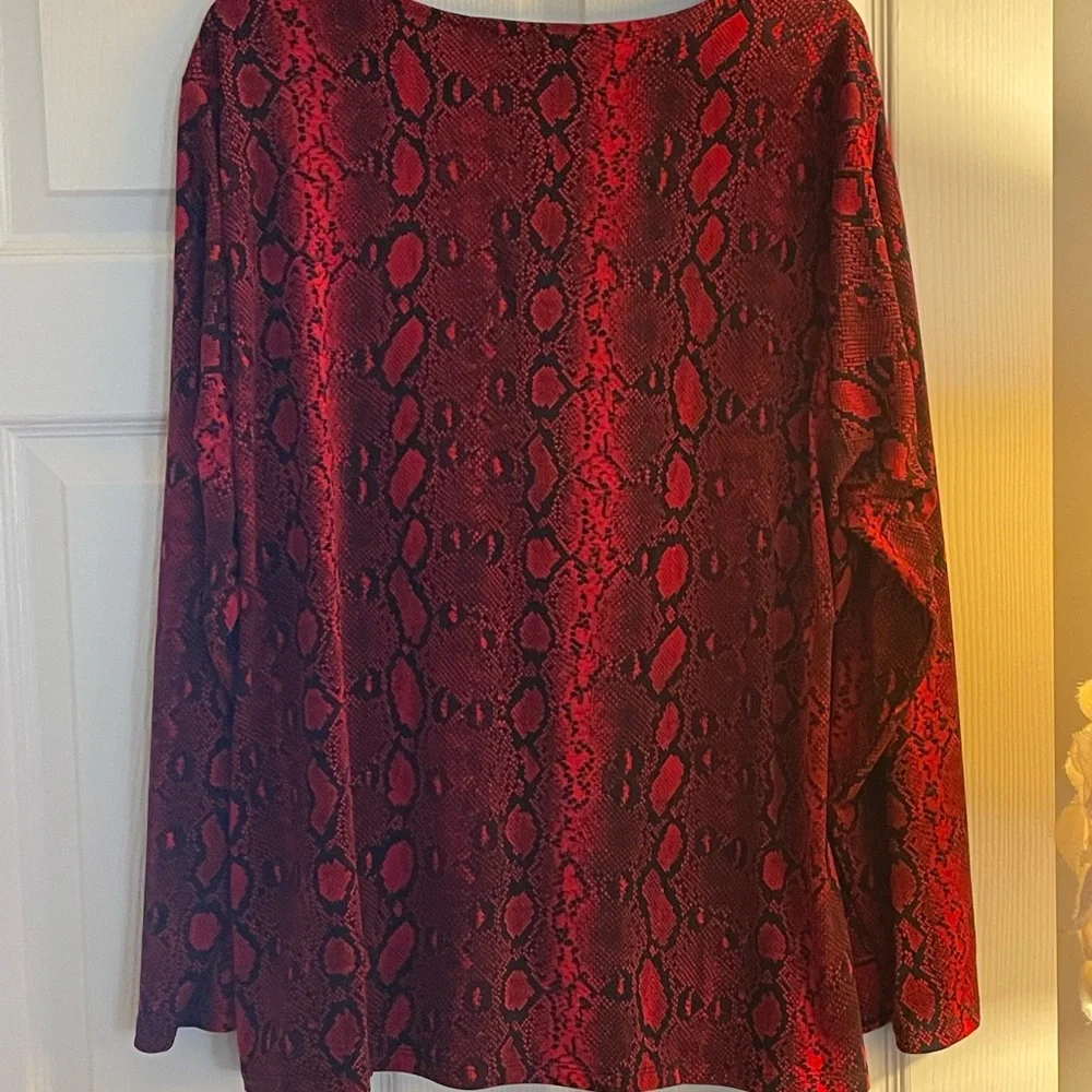 Michael Kors Red & Black Snakeskin Print Top SZ 3X